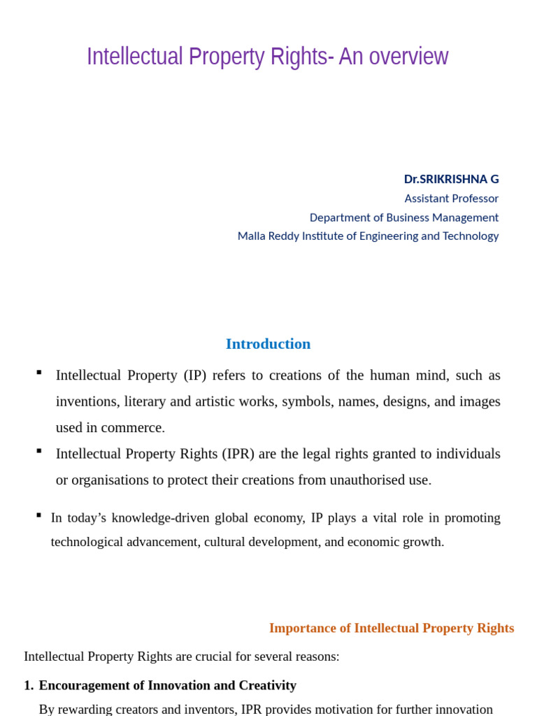 Overview of Intellectual Property Rights | PDF | Trademark | Patent