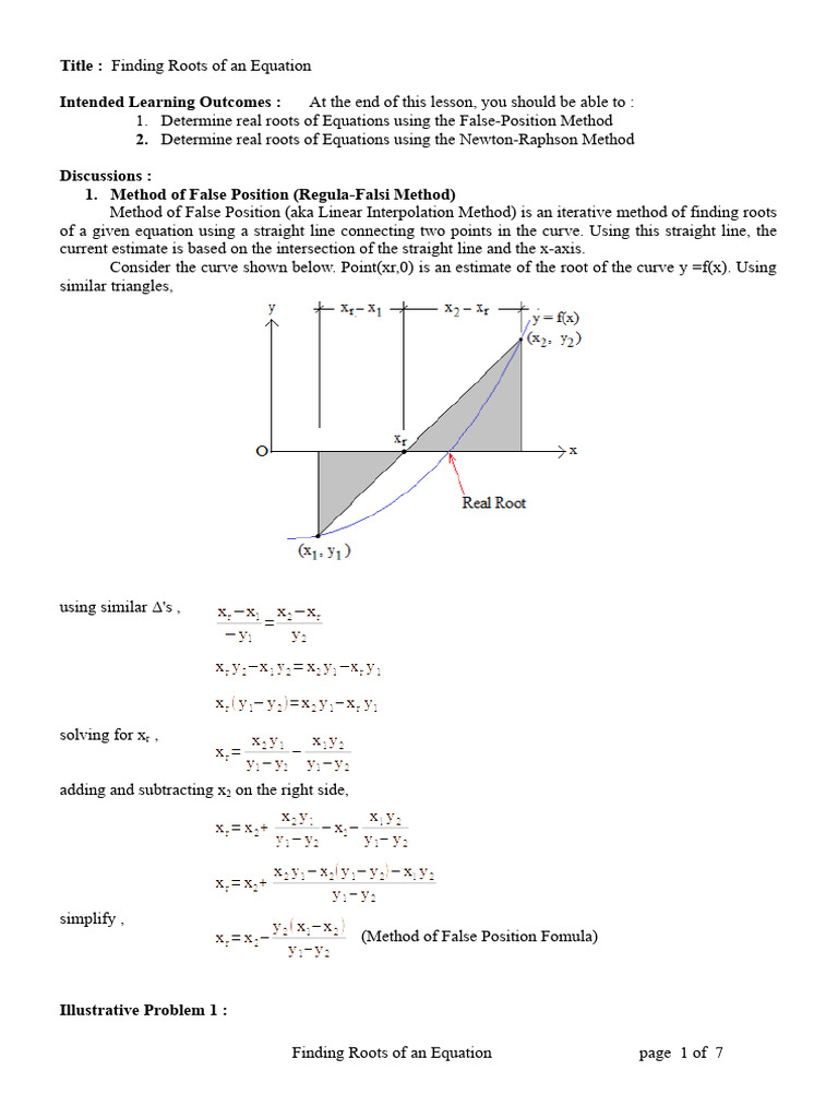 Roots of Equations: Methods Explained | PDF | Elementary Mathematics ...