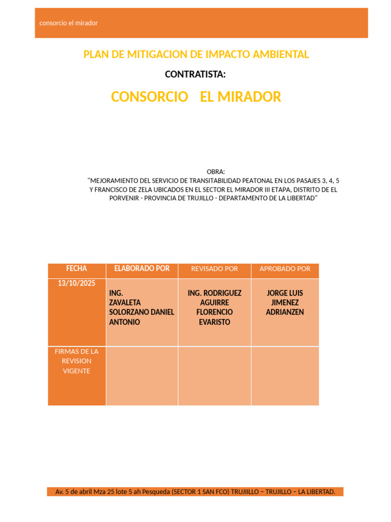 Plan de Mitigación Ambiental El Mirador | PDF | Residuos | Entorno natural