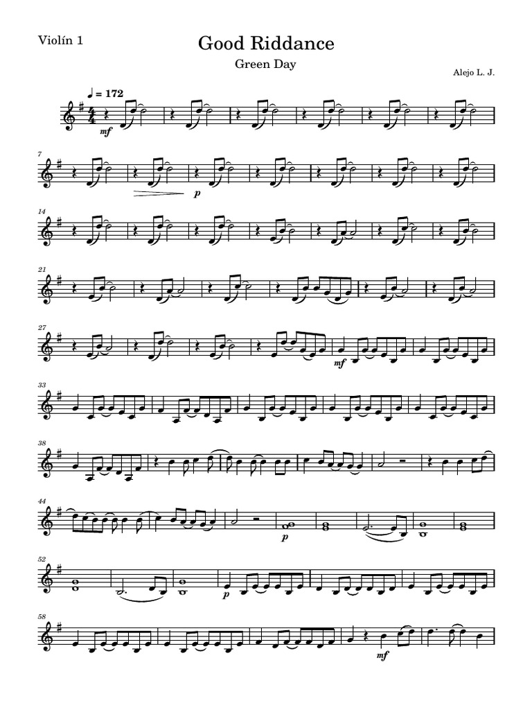 Good Riddance Violin Sheet Music | PDF