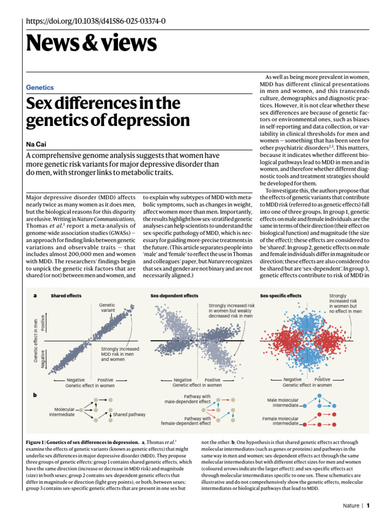 Na Cai Sex Differences in Depression Revealed by Large | PDF | Major ...