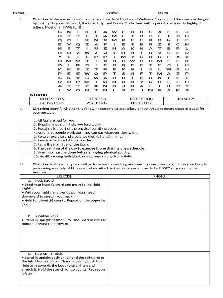 q2 Pe Activity Grade 10 | PDF | Foot | Knee