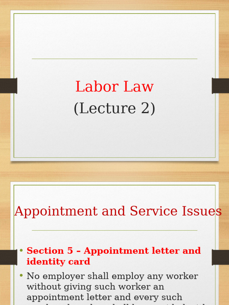 Labour Law (Lecture 2) | PDF | Employment | Wage