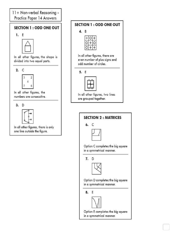 11 Plus Non-Verbal Reasoning Practice Paper 14 - PiAcademy Tutors PDF | PDF