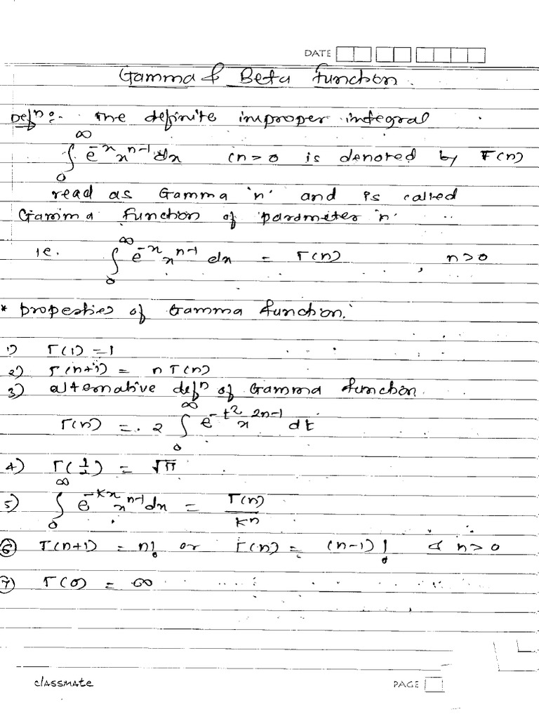 Gamma and Beta Function | PDF