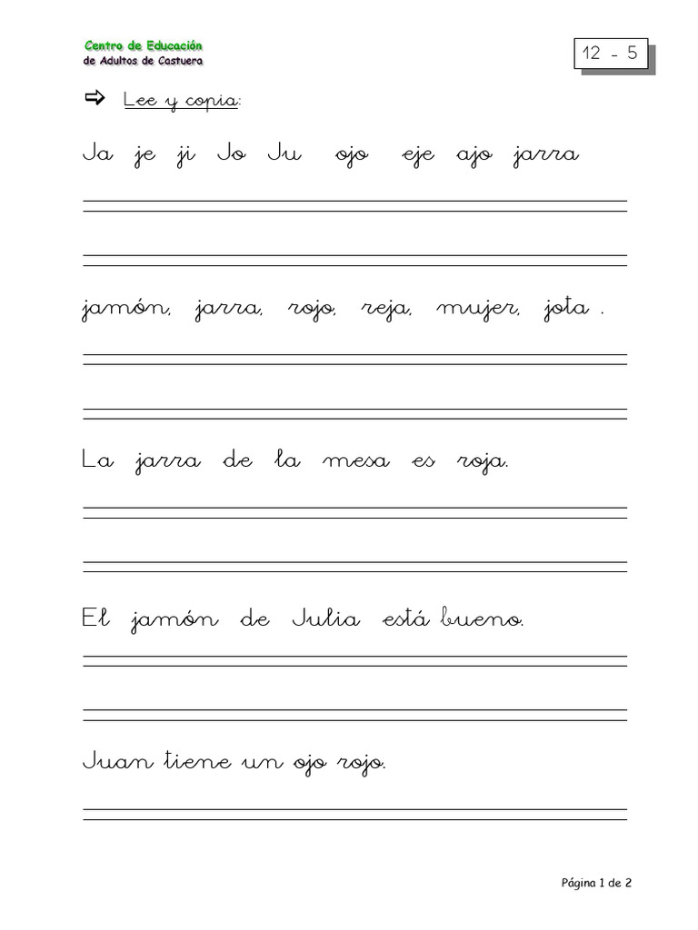 Ja Je Ji Jo Ju Ojo Eje Ajo Jarra: Lee y | PDF