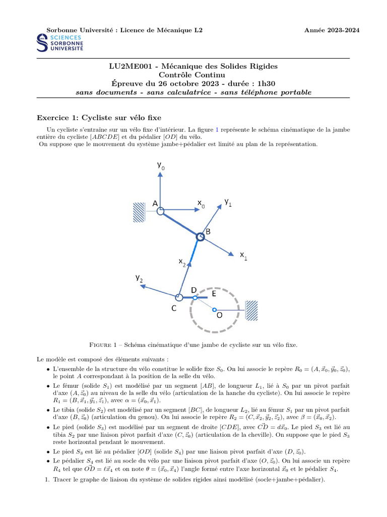 Mécanique des Solides Rigides L2 2023 | PDF | Mouvement de rotation ...