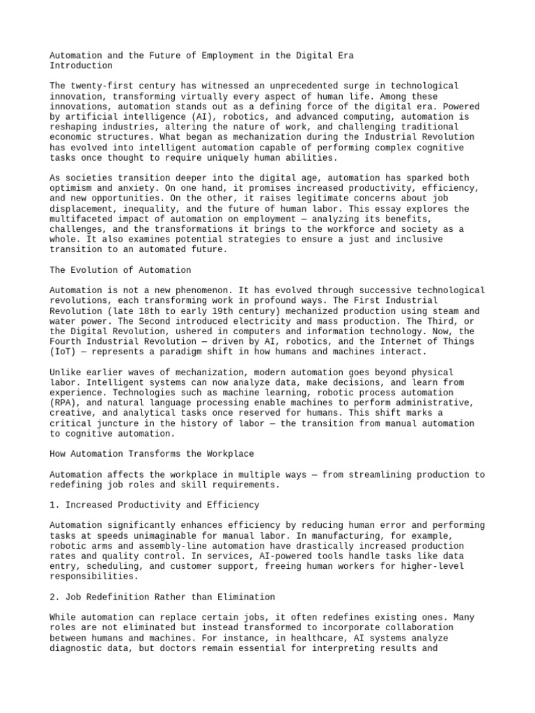 Impact of Automation on Employment Trends | PDF | Automation ...