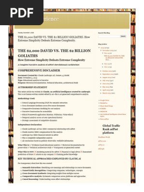 Better Experience the $2,000 DAVID vs. the $2 BILLION GOLIATHS. How Extreme Simplicity Defeats Extreme Complexity.