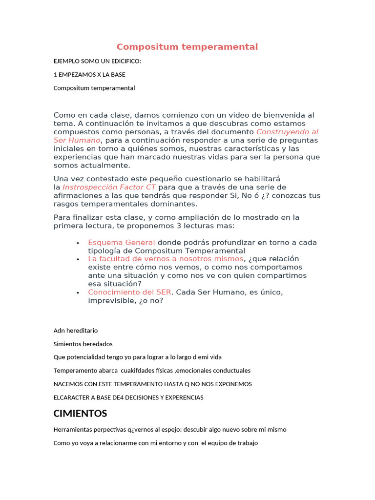 Compositum Temperamental y Aprendizaje | PDF | Aprendizaje | Las emociones