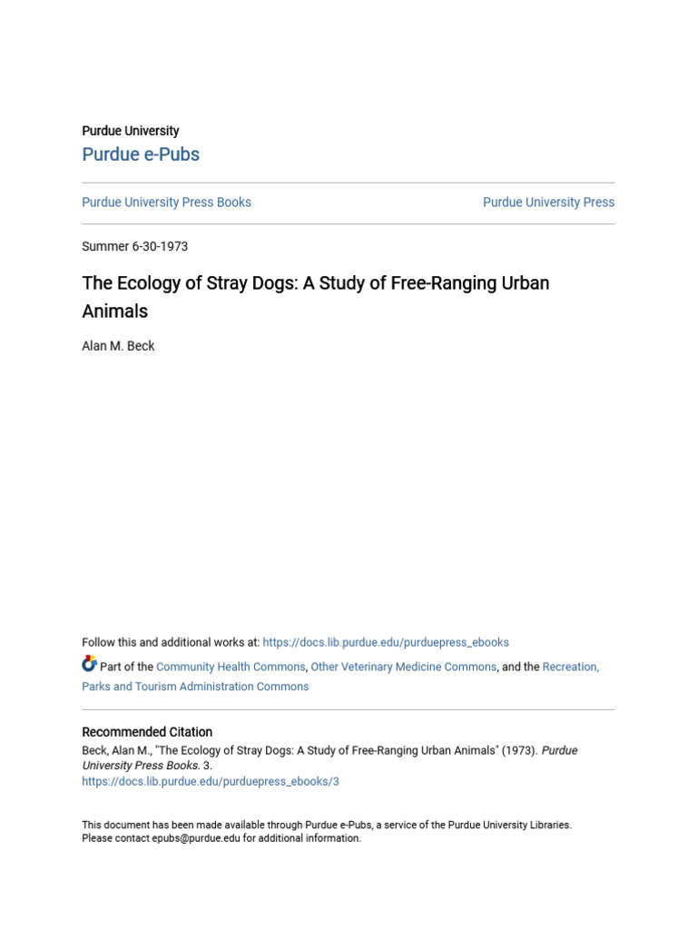 Ecology of Stray Dogs Study | PDF