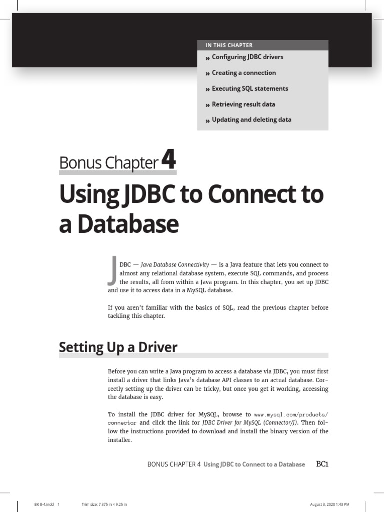 JDBC Database Connection Guide | PDF | Databases | Computer Programming
