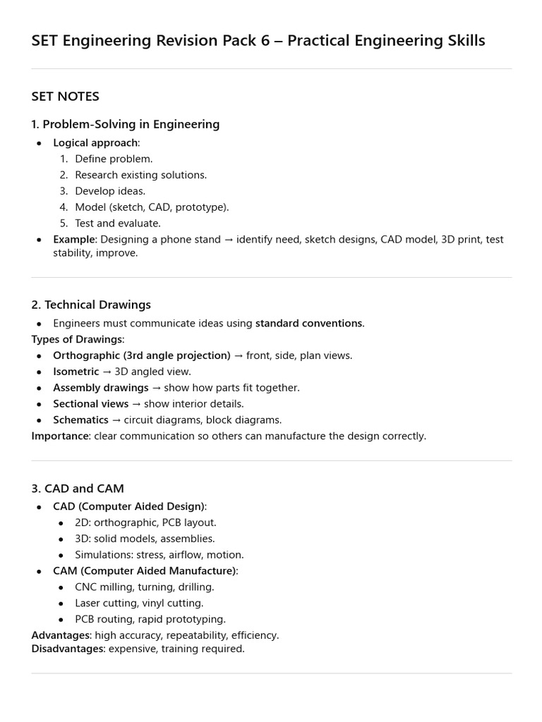 Engineering Skills Revision Guide | PDF | Engineering | Engineering ...