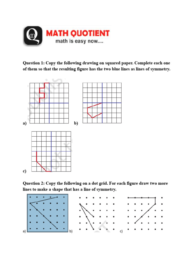 Symmetry Patterns Worksheet for Grade 3 | PDF