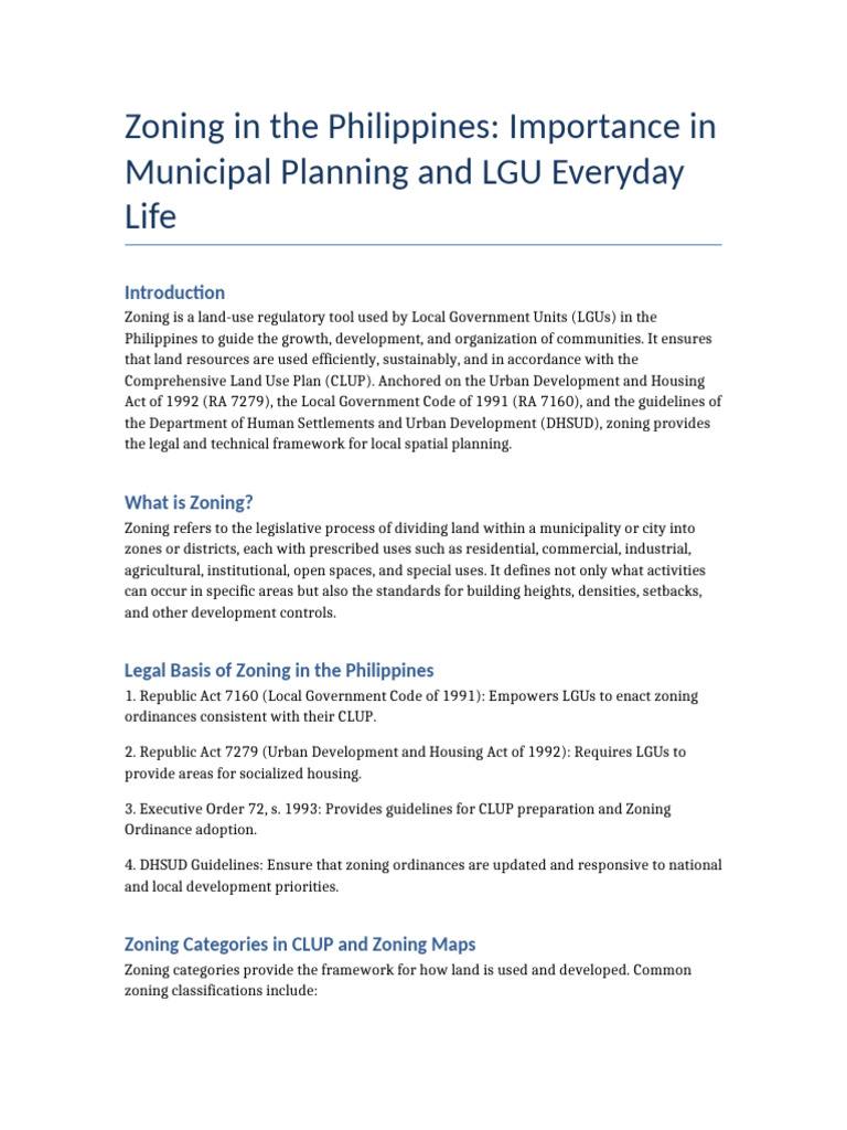Zoning Classification in the Philippines | PDF | Zoning | Natural ...