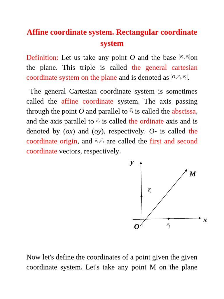 Understanding Affine Coordinate Systems | PDF | Cartesian Coordinate ...