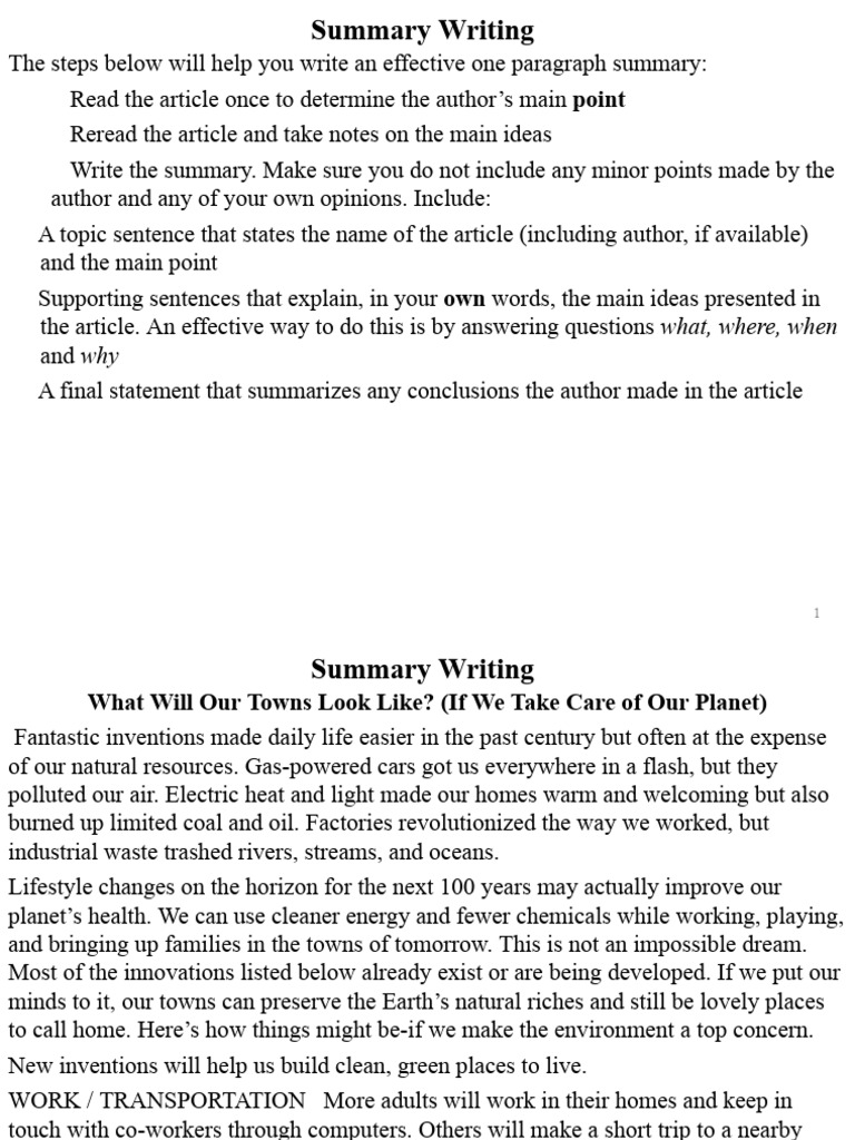 Summary Writing | PDF | Driving | Driving Under The Influence