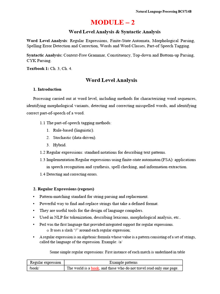 Bcs714b Nlp Module-2 | PDF | Part Of Speech | Morphology (Linguistics)