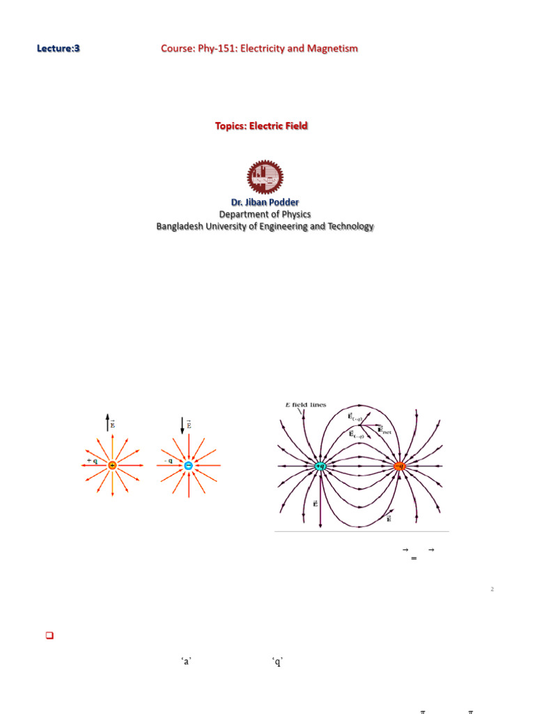 Electric Field and Dipole Concepts | PDF | Dipole | Electric Field