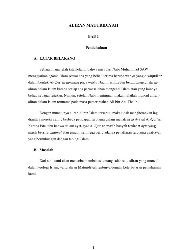 Makalah Ilmu Kalam Aliran Maturidiyah