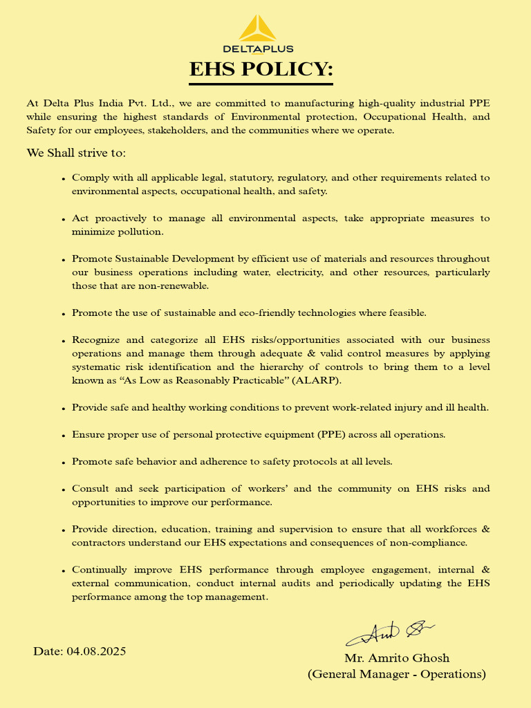 EHS Commitment and Policy Overview | PDF