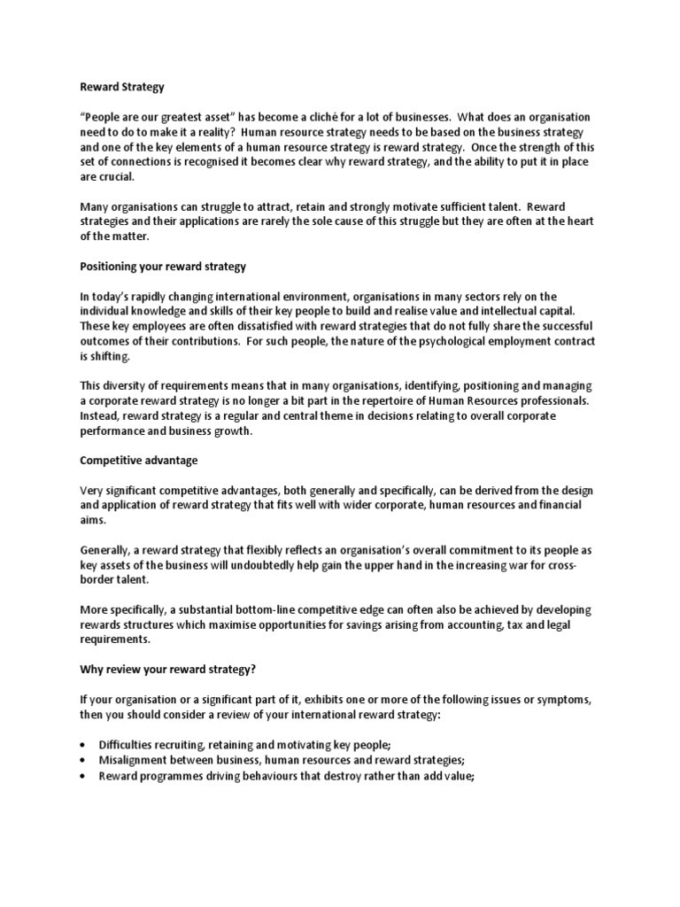 International Reward Strateg1 | PDF | Strategic Management | Resource