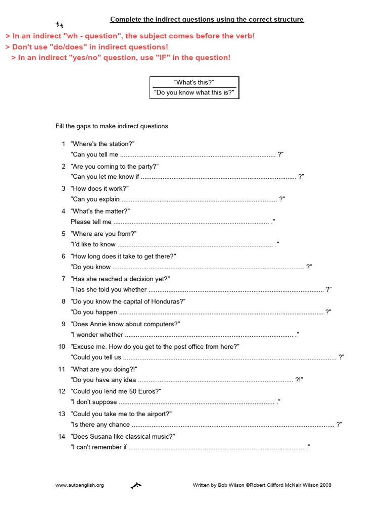 101 Indirect Questions | PDF