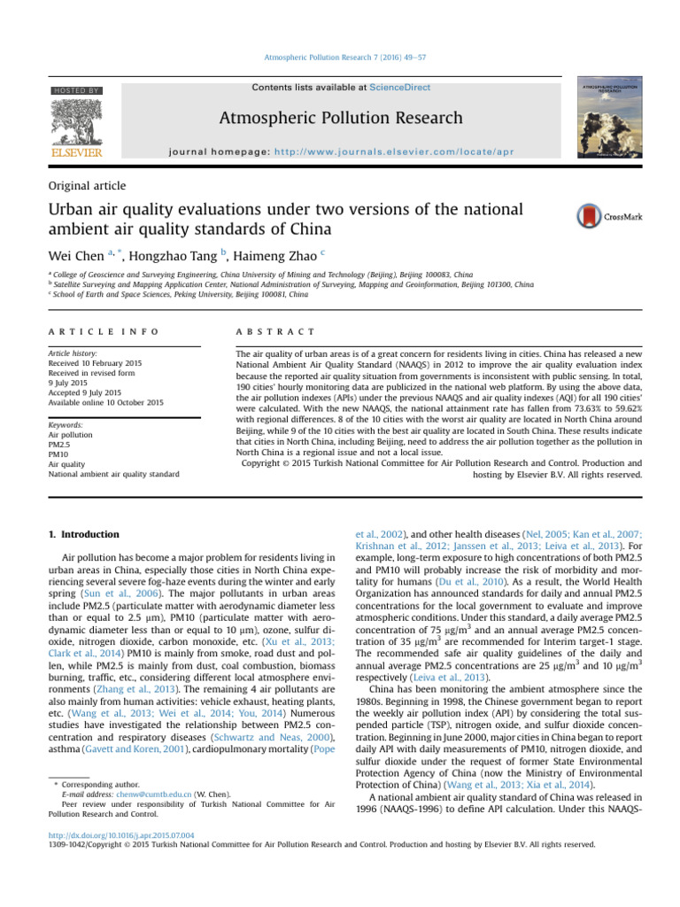 Article Urban Air Quality Evaluations Under Two Versions of The ...