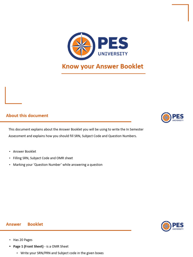 Answer Booklet Instructions Guide | PDF