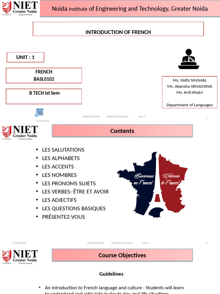 Introduction to French Language Basics | PDF | Engineering | Knowledge