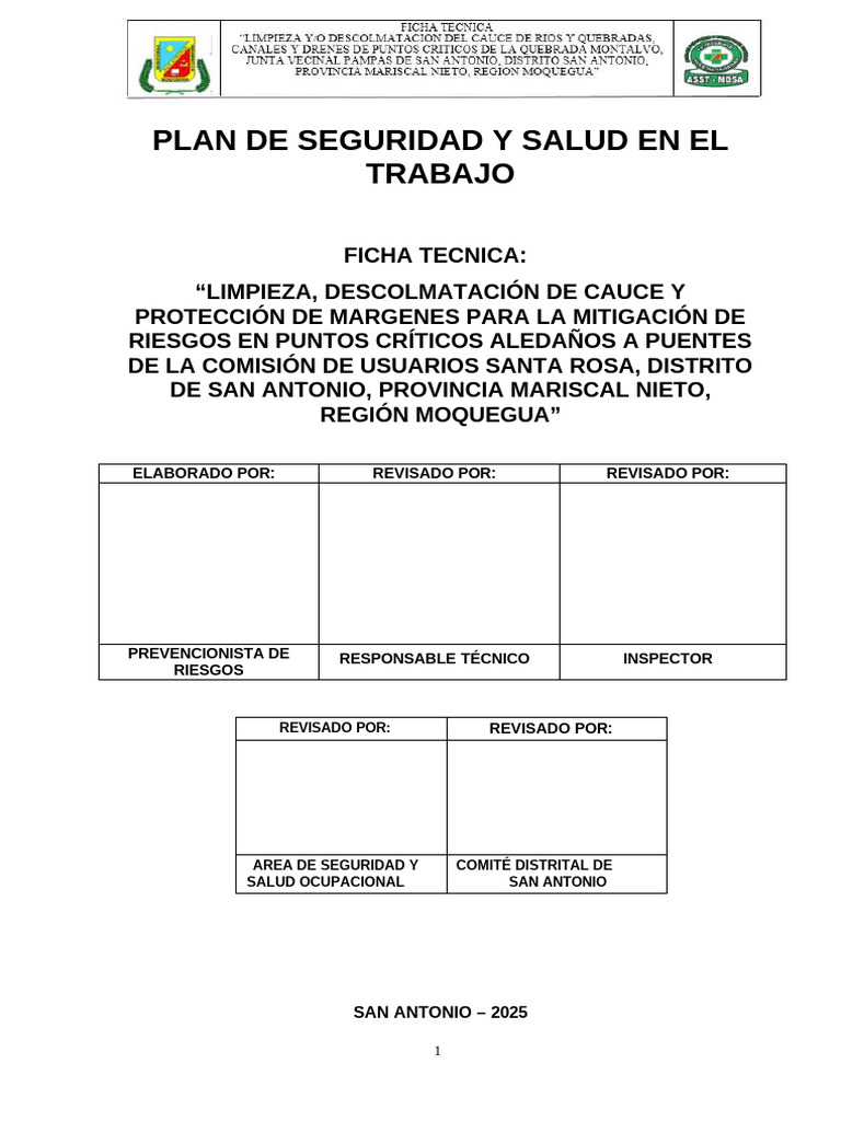 Plan de Seguridad y Salud Ocupacional 2025 | PDF | Seguridad y salud ...