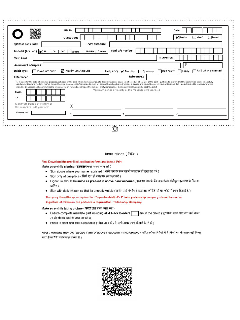 NACH Mandate Authorization Form | PDF