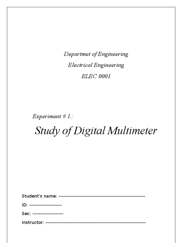 Digital Multimeter Basics for Students | PDF