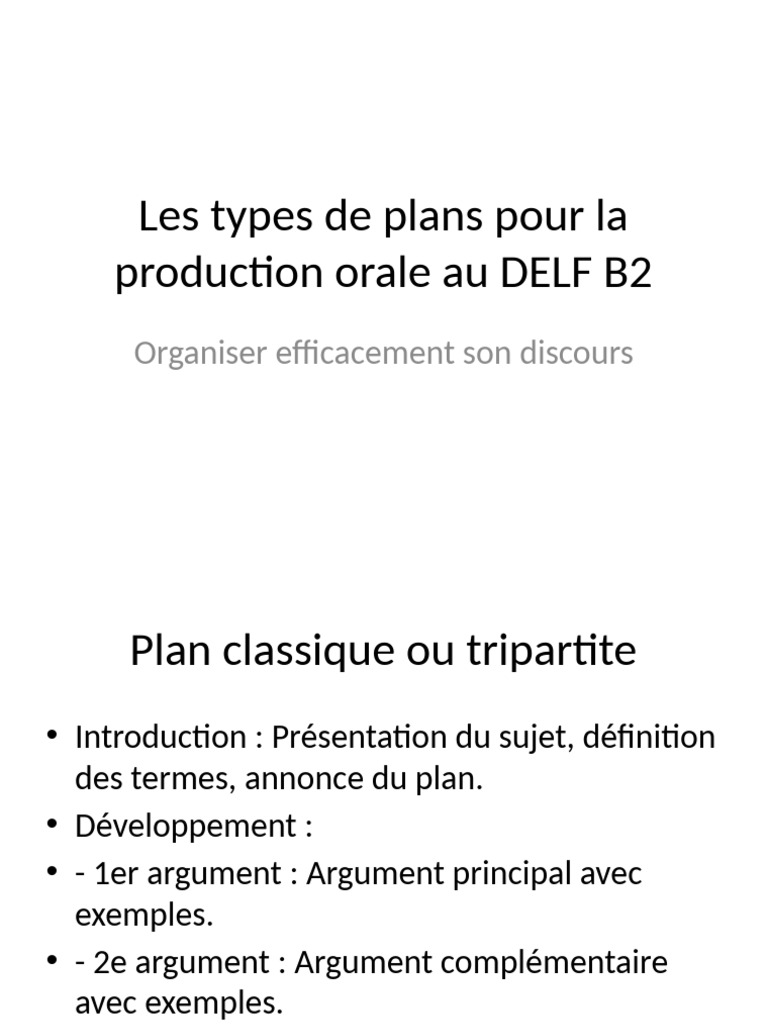 Plans pour l'oral DELF B2 | PDF