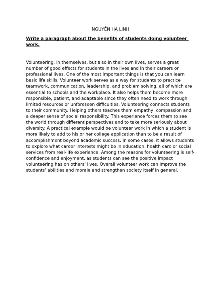 Benefits of Student Volunteer Work | PDF