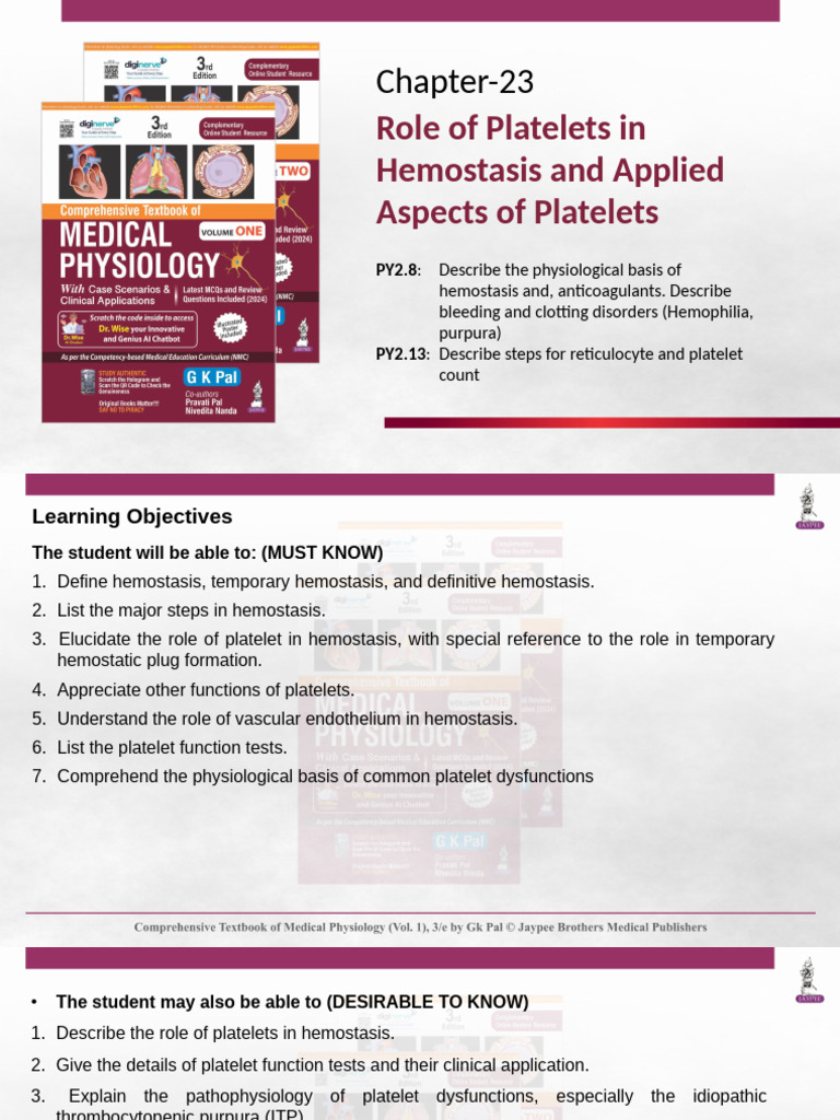 Role of Platelets in Hemostasis | PDF | Platelet | Coagulation