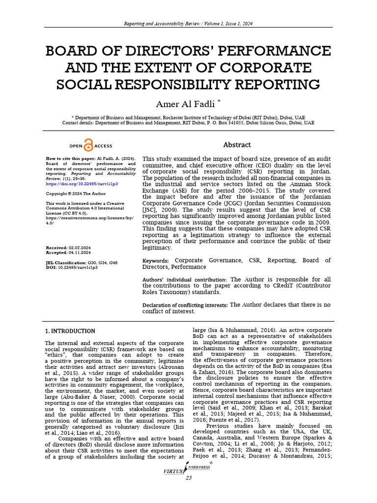 Board Performance and CSR Reporting Analysis | PDF | Multicollinearity ...