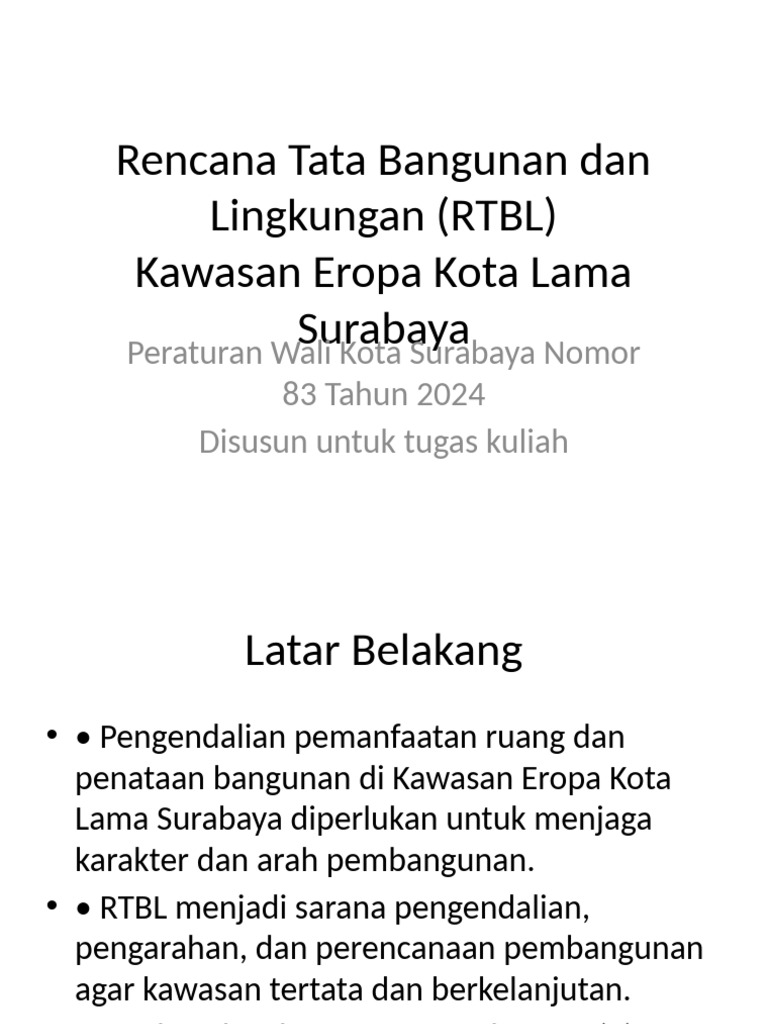 RTBL Kawasan Eropa Kota Lama Surabaya | PDF
