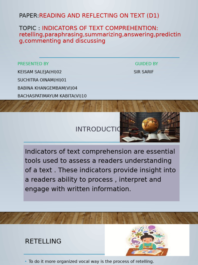 Text Comprehension Indicators Explained | PDF | Reading Comprehension ...
