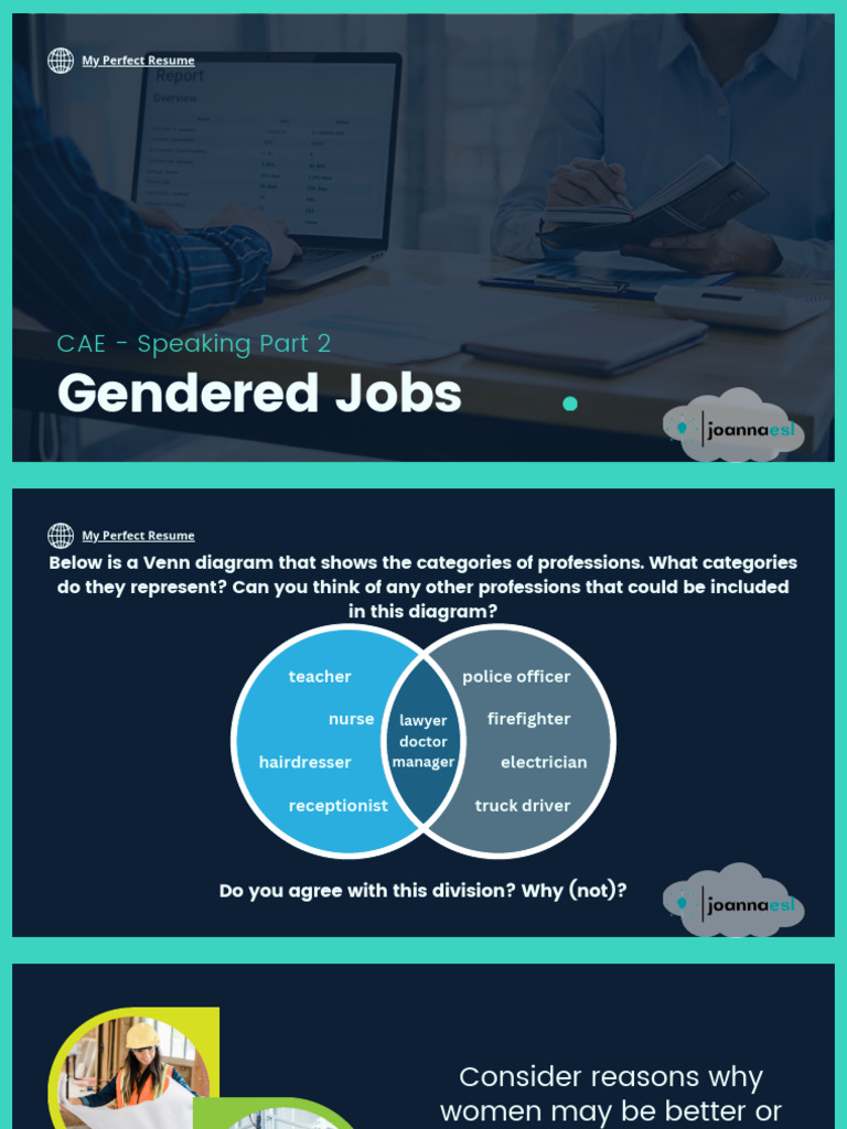 Cae Speaking Part 2 Gendered Jobs Presentation | PDF | Gender | Gender ...