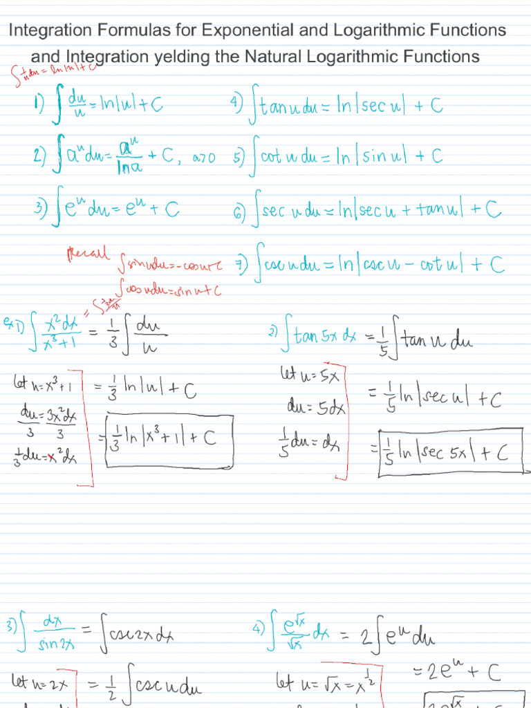 Integration Formulas For Transcendental Functions 3 | PDF