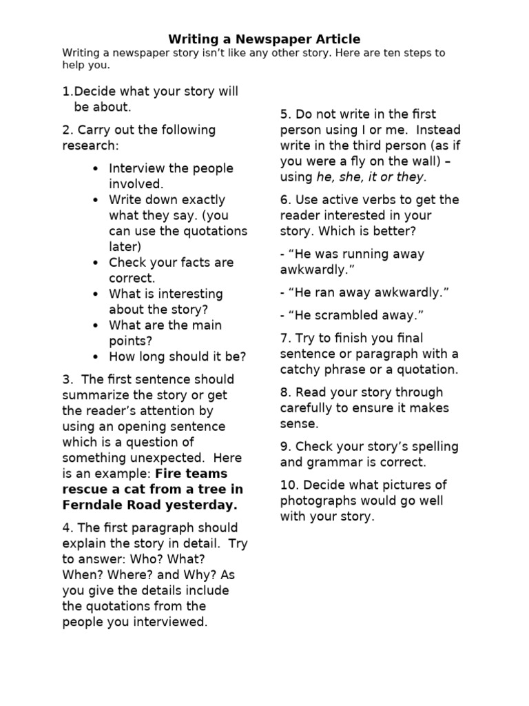 How to Write a Newspaper Article | PDF