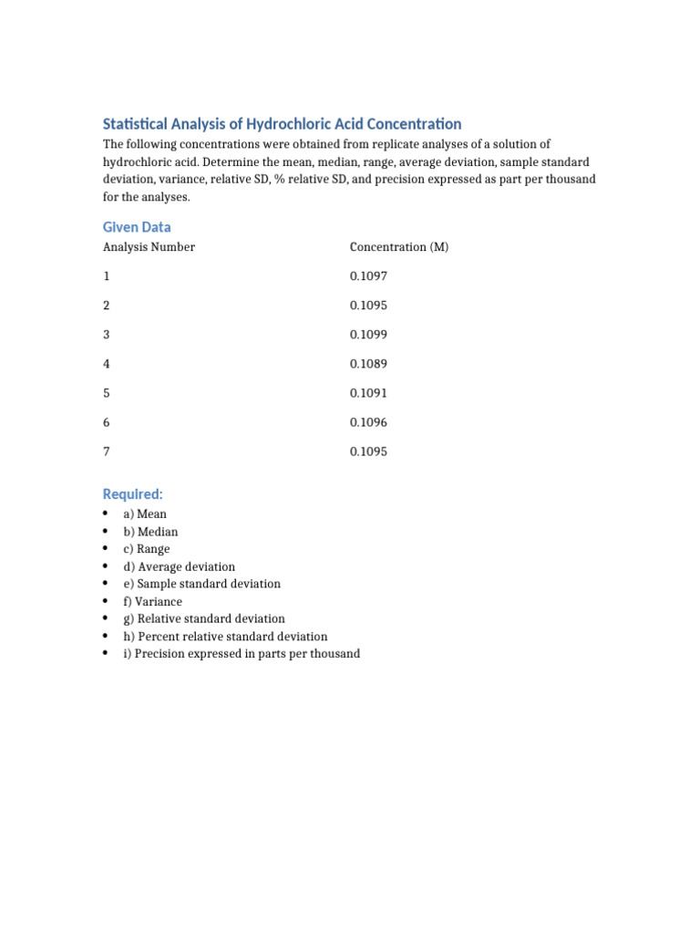 HCL Concentration Analysis | PDF