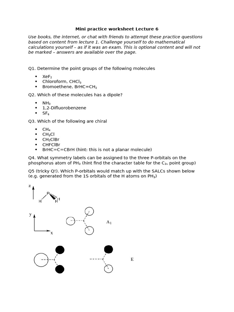 Point Group Practice Worksheet | PDF