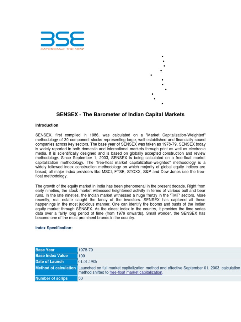SENSEX The Barometer of Indian Capital Markets PDF Stock Market