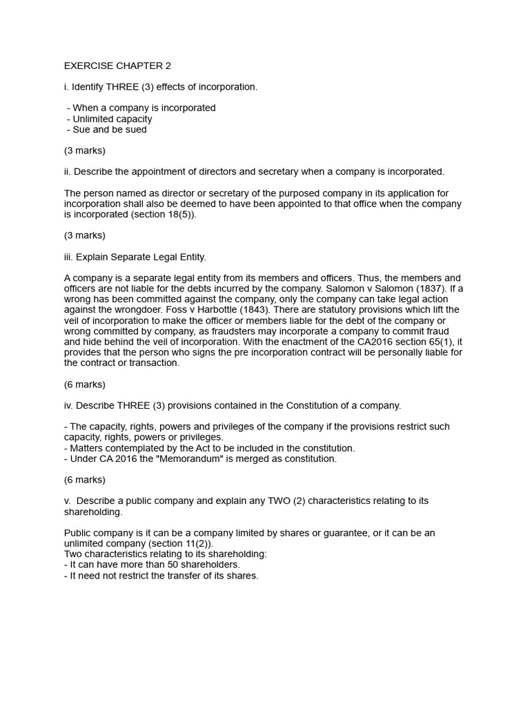Effects of Incorporation and Company Structure | PDF