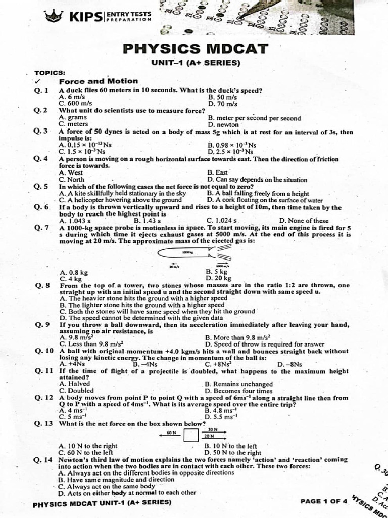 1 FLP 1 KIPS 2023 + Key - PDF Foce and Motion | PDF