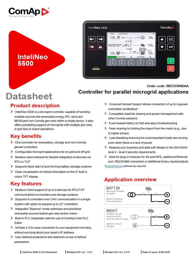 InteliNeo 5500 Microgrid Controller Datasheet | PDF | Computer ...