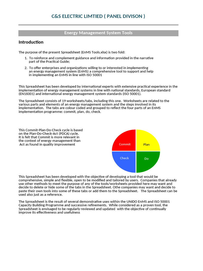EnMS Working Document | PDF | Spreadsheet | Energy Conservation