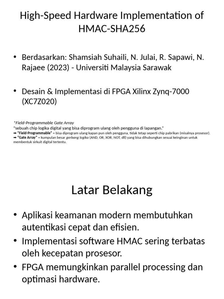 Implementasi HMAC-SHA256 di FPGA | PDF